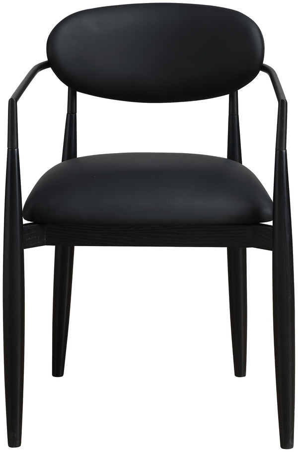 Meridian Furniture Riccio Vegan Leather Arm Chair with Ash Wood Frame for Modern Dining Rooms 11020Black-AC