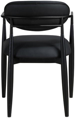 Meridian Furniture Riccio Vegan Leather Arm Chair with Ash Wood Frame for Modern Dining Rooms 11020Black-AC
