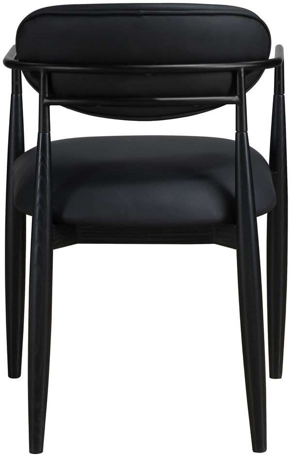 Meridian Furniture Riccio Vegan Leather Arm Chair with Ash Wood Frame for Modern Dining Rooms 11020Black-AC