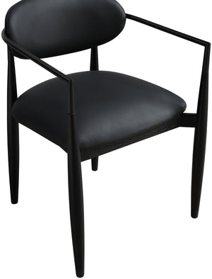 Meridian Furniture Riccio Vegan Leather Arm Chair with Ash Wood Frame for Modern Dining Rooms 11020Black-AC