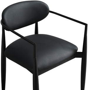 Meridian Furniture Riccio Vegan Leather Arm Chair with Ash Wood Frame for Modern Dining Rooms 11020Black-AC