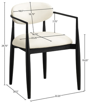 Meridian Furniture Riccio Vegan Leather Arm Chair with Black Ash Frame for Modern Dining Rooms 11020Cream-AC