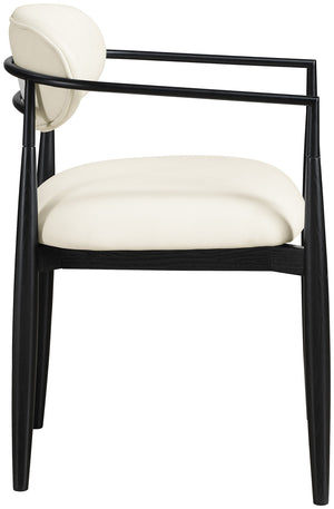 Meridian Furniture Riccio Vegan Leather Arm Chair with Black Ash Frame for Modern Dining Rooms 11020Cream-AC
