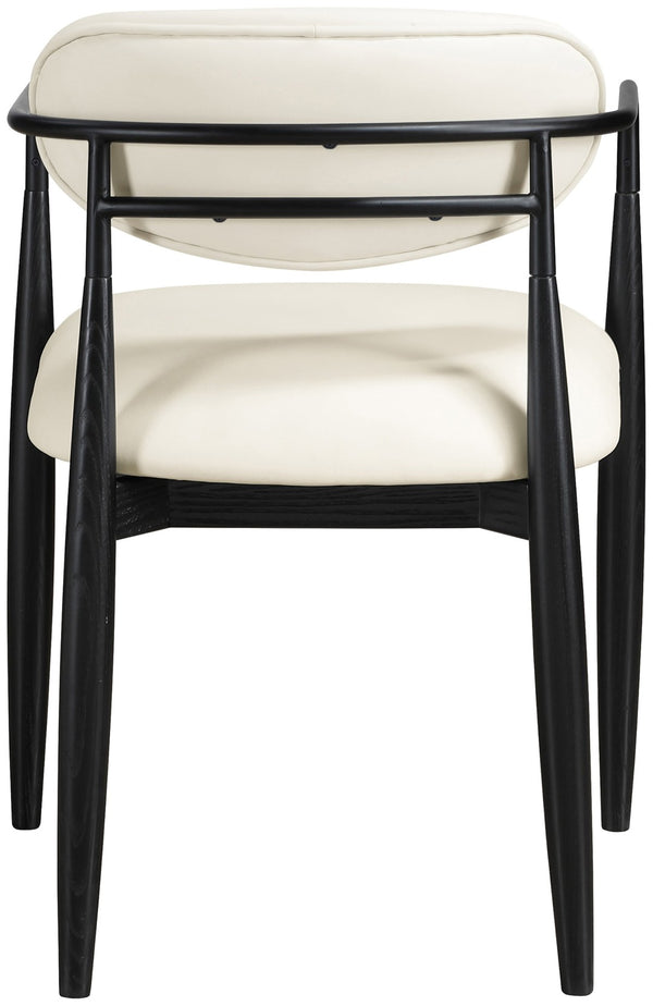 Meridian Furniture Riccio Vegan Leather Arm Chair with Black Ash Frame for Modern Dining Rooms 11020Cream-AC