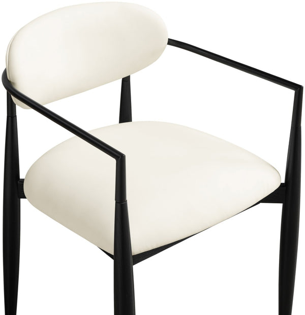 Meridian Furniture Riccio Vegan Leather Arm Chair with Black Ash Frame for Modern Dining Rooms 11020Cream-AC