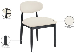 Meridian Furniture Riccio Vegan Leather Dining Chair with Solid Ash Frame and Matte Black Accents 11020Cream-SC