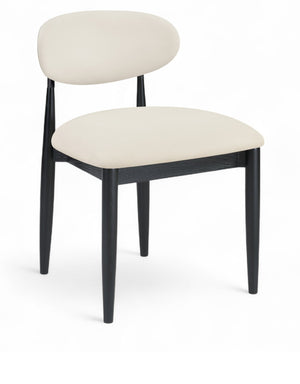 Meridian Furniture Riccio Vegan Leather Dining Chair with Solid Ash Frame and Matte Black Accents 11020Cream-SC
