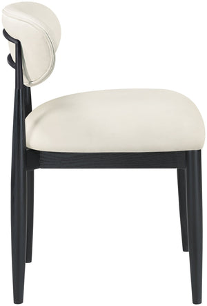 Meridian Furniture Riccio Vegan Leather Dining Chair with Solid Ash Frame and Matte Black Accents 11020Cream-SC