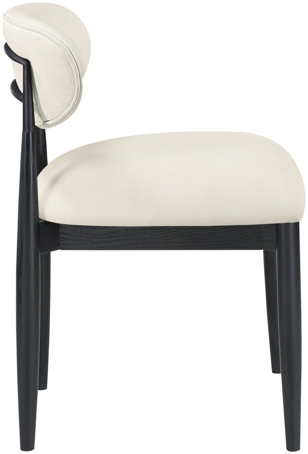 Meridian Furniture Riccio Vegan Leather Dining Chair with Solid Ash Frame and Matte Black Accents 11020Cream-SC