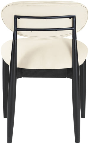Meridian Furniture Riccio Vegan Leather Dining Chair with Solid Ash Frame and Matte Black Accents 11020Cream-SC