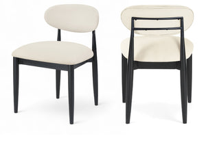 Meridian Furniture Riccio Vegan Leather Dining Chair with Solid Ash Frame and Matte Black Accents 11020Cream-SC