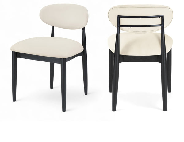 Meridian Furniture Riccio Vegan Leather Dining Chair with Solid Ash Frame and Matte Black Accents 11020Cream-SC