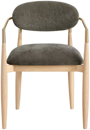 Meridian Furniture Riccio Performance Upholstered Arm Chair Ash Wood Frame with Brass Accent Details 11021Brown-AC