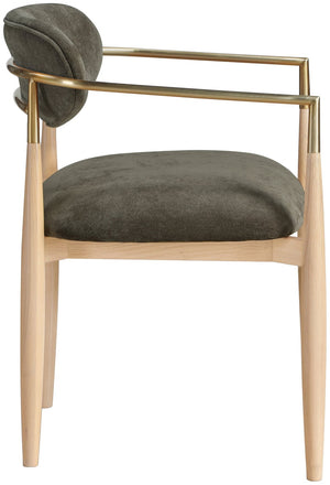 Meridian Furniture Riccio Performance Upholstered Arm Chair Ash Wood Frame with Brass Accent Details 11021Brown-AC