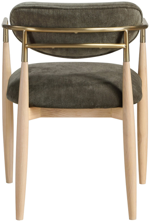 Meridian Furniture Riccio Performance Upholstered Arm Chair Ash Wood Frame with Brass Accent Details 11021Brown-AC