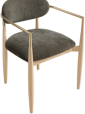 Meridian Furniture Riccio Performance Upholstered Arm Chair Ash Wood Frame with Brass Accent Details 11021Brown-AC