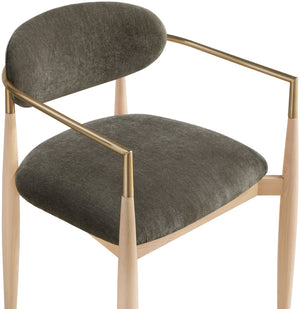Meridian Furniture Riccio Performance Upholstered Arm Chair Ash Wood Frame with Brass Accent Details 11021Brown-AC