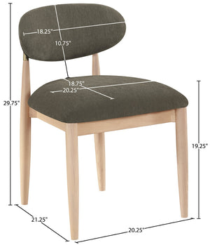 Meridian Furniture Riccio Ash Wood Dining Chair with Brass Accents and Brown Performance Upholstery 11021Brown-SC