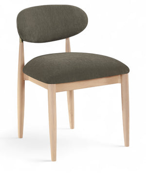 Meridian Furniture Riccio Ash Wood Dining Chair with Brass Accents and Brown Performance Upholstery 11021Brown-SC
