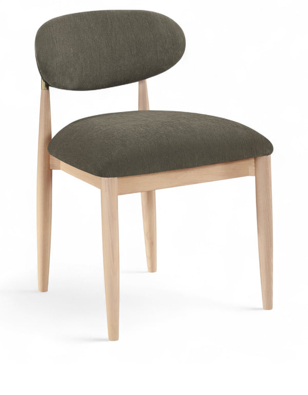 Meridian Furniture Riccio Ash Wood Dining Chair with Brass Accents and Brown Performance Upholstery 11021Brown-SC