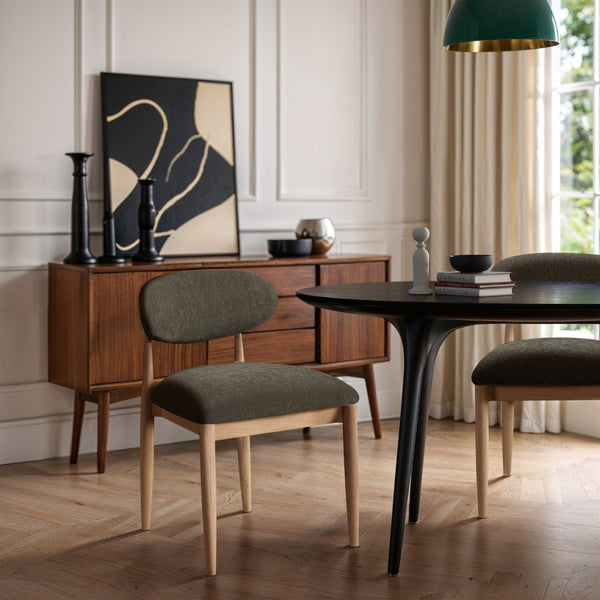 Meridian Furniture Riccio Ash Wood Dining Chair with Brass Accents and Brown Performance Upholstery 11021Brown-SC