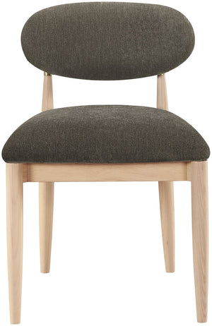 Meridian Furniture Riccio Ash Wood Dining Chair with Brass Accents and Brown Performance Upholstery 11021Brown-SC