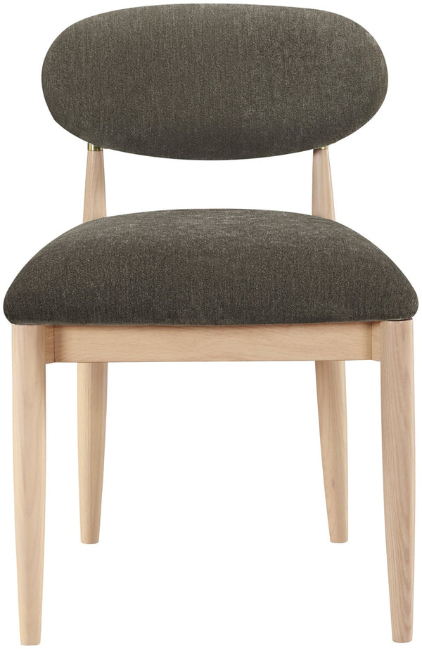 Meridian Furniture Riccio Ash Wood Dining Chair with Brass Accents and Brown Performance Upholstery 11021Brown-SC