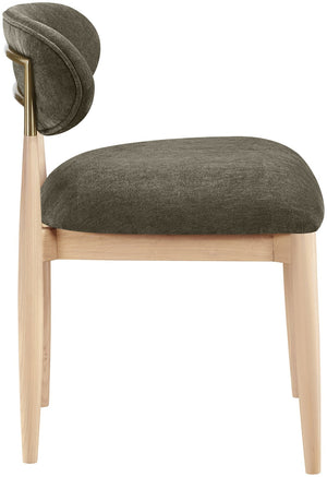Meridian Furniture Riccio Ash Wood Dining Chair with Brass Accents and Brown Performance Upholstery 11021Brown-SC