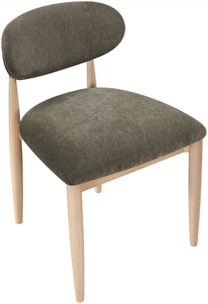 Meridian Furniture Riccio Ash Wood Dining Chair with Brass Accents and Brown Performance Upholstery 11021Brown-SC