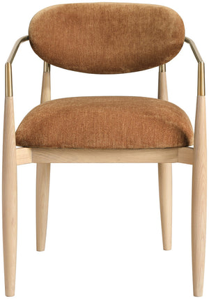 Meridian Furniture Riccio Performance Upholstered Arm Chair with Ash Frame and Brass Leg Accents 11021Cognac-AC