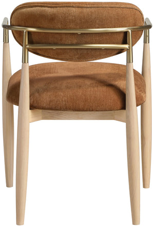 Meridian Furniture Riccio Performance Upholstered Arm Chair with Ash Frame and Brass Leg Accents 11021Cognac-AC