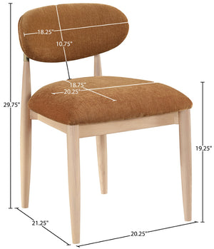 Meridian Furniture Riccio Cognac Polyester Dining Chair with Ash Wood Frame and Brushed Brass Accents 11021Cognac-SC