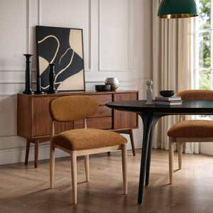 Meridian Furniture Riccio Cognac Polyester Dining Chair with Ash Wood Frame and Brushed Brass Accents 11021Cognac-SC