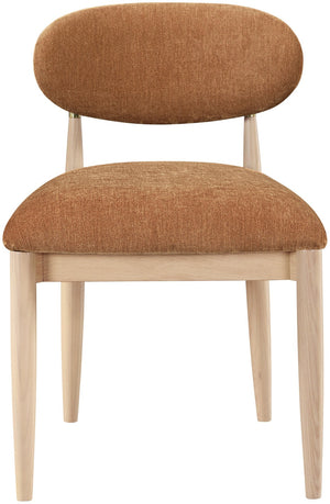 Meridian Furniture Riccio Cognac Polyester Dining Chair with Ash Wood Frame and Brushed Brass Accents 11021Cognac-SC