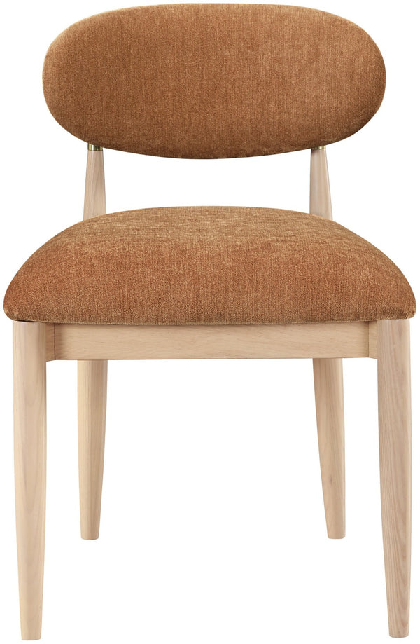 Meridian Furniture Riccio Cognac Polyester Dining Chair with Ash Wood Frame and Brushed Brass Accents 11021Cognac-SC
