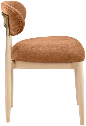 Meridian Furniture Riccio Cognac Polyester Dining Chair with Ash Wood Frame and Brushed Brass Accents 11021Cognac-SC