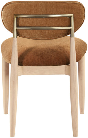 Meridian Furniture Riccio Cognac Polyester Dining Chair with Ash Wood Frame and Brushed Brass Accents 11021Cognac-SC