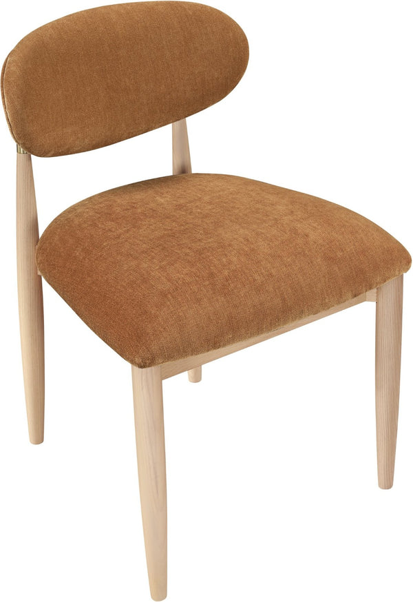 Meridian Furniture Riccio Cognac Polyester Dining Chair with Ash Wood Frame and Brushed Brass Accents 11021Cognac-SC
