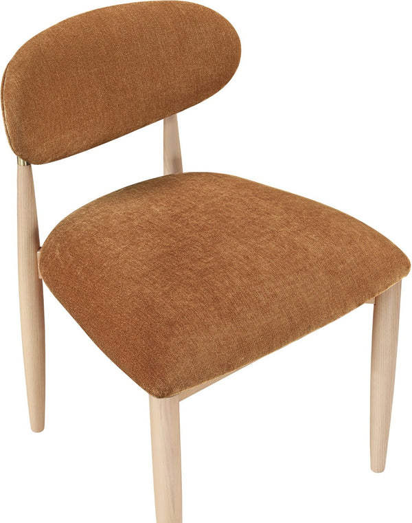 Meridian Furniture Riccio Cognac Polyester Dining Chair with Ash Wood Frame and Brushed Brass Accents 11021Cognac-SC