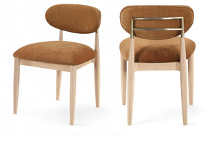 Meridian Furniture Riccio Cognac Polyester Dining Chair with Ash Wood Frame and Brushed Brass Accents 11021Cognac-SC
