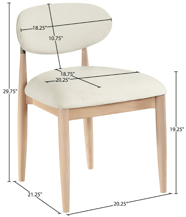Meridian Furniture Riccio Cream Polyester Upholstered Dining Chair with Ash Wood Frame Brass Hardware 11021Cream-SC