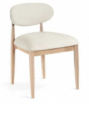 Meridian Furniture Riccio Cream Polyester Upholstered Dining Chair with Ash Wood Frame Brass Hardware 11021Cream-SC