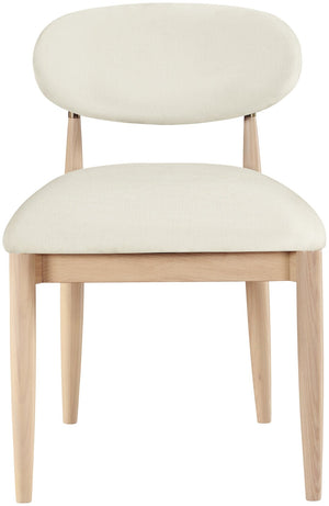Meridian Furniture Riccio Cream Polyester Upholstered Dining Chair with Ash Wood Frame Brass Hardware 11021Cream-SC