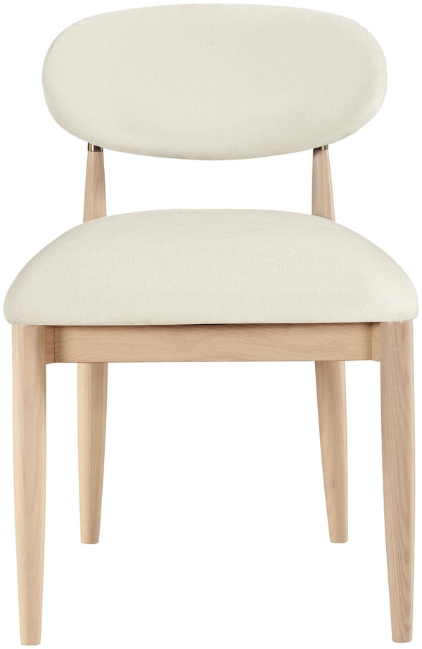 Meridian Furniture Riccio Cream Polyester Upholstered Dining Chair with Ash Wood Frame Brass Hardware 11021Cream-SC