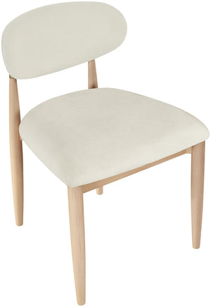Meridian Furniture Riccio Cream Polyester Upholstered Dining Chair with Ash Wood Frame Brass Hardware 11021Cream-SC