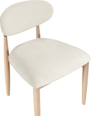 Meridian Furniture Riccio Cream Polyester Upholstered Dining Chair with Ash Wood Frame Brass Hardware 11021Cream-SC