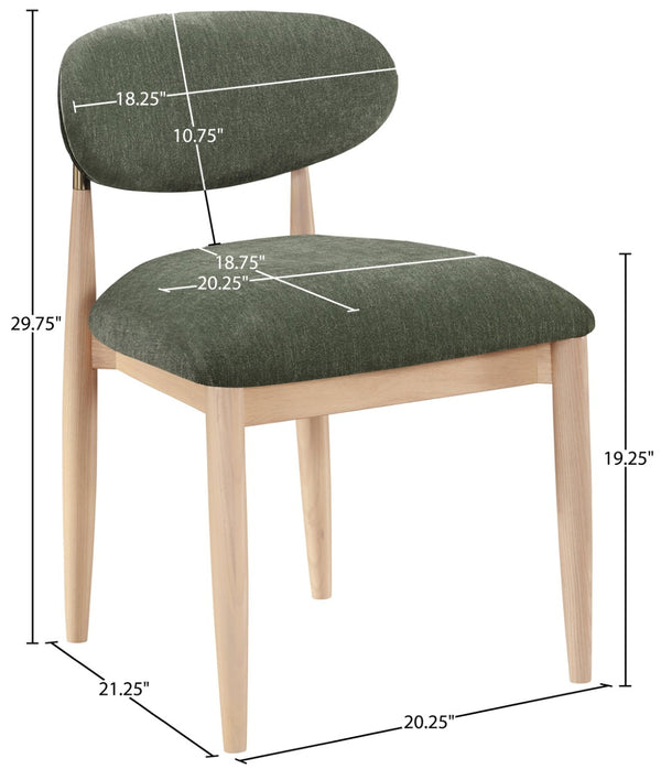 Meridian Furniture Riccio Olive Polyester Dining Chair with Ash Wood Frame and Brass Accent Hardware 11021Olive-SC