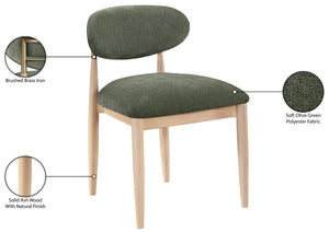 Meridian Furniture Riccio Olive Polyester Dining Chair with Ash Wood Frame and Brass Accent Hardware 11021Olive-SC