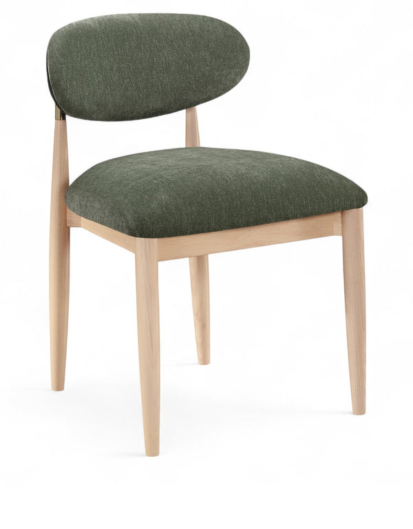 Meridian Furniture Riccio Olive Polyester Dining Chair with Ash Wood Frame and Brass Accent Hardware 11021Olive-SC
