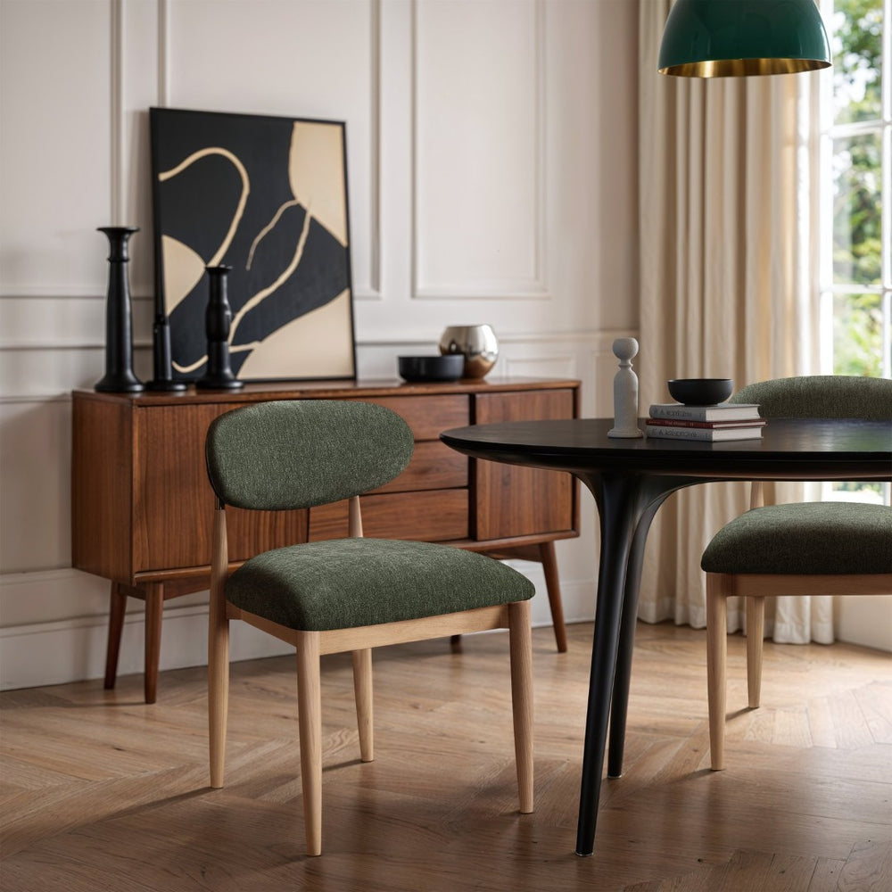 Meridian Furniture Riccio Olive Polyester Dining Chair with Ash Wood Frame and Brass Accent Hardware 11021Olive-SC
